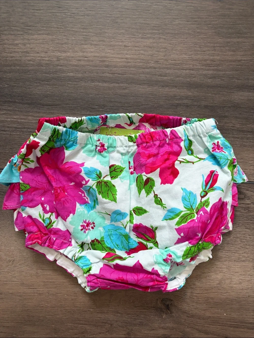 Ruffled Floral Diaper Cover - Pink & Aqua 18mo